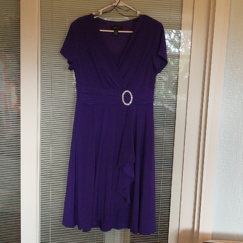 R&M Richards Deep Purple Dress with Silver Detail